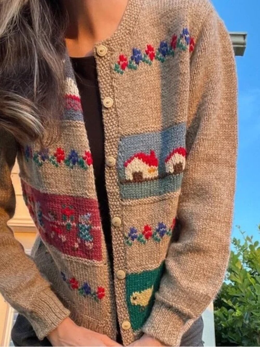Vintage Allen Solly Storybook Countryside Grandma Sweater - Picture 1 of 7